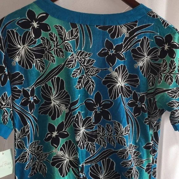 Coral Bay Blue Floral Cotton Tunic Top Swim Cover Up Dress | Size M (NWT) - Picture 10 of 12